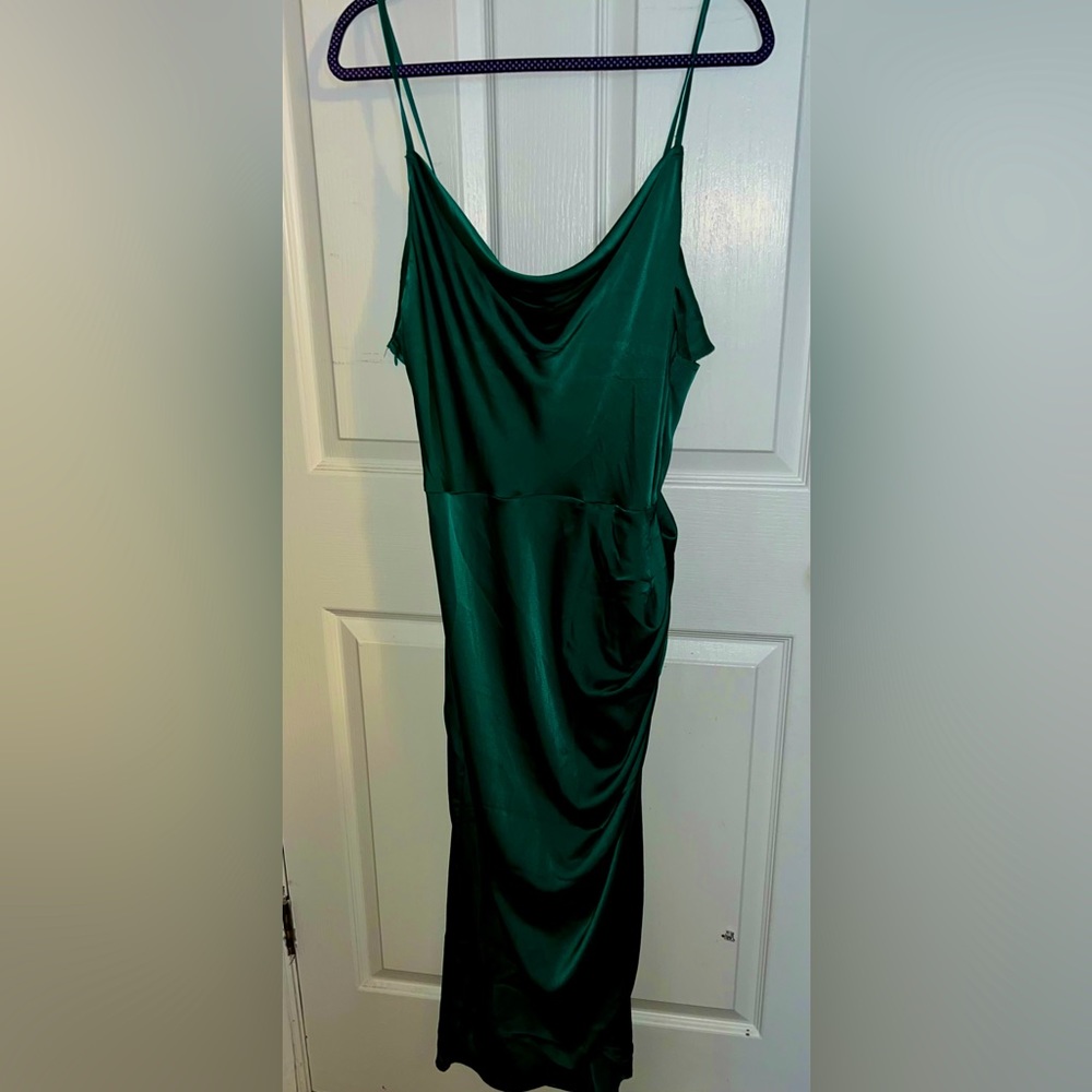 SHEIN Drape collar wrap satin dress-never worn-size 1XL(14)